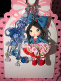 Cherry and Denim Clay Doll Keychain
