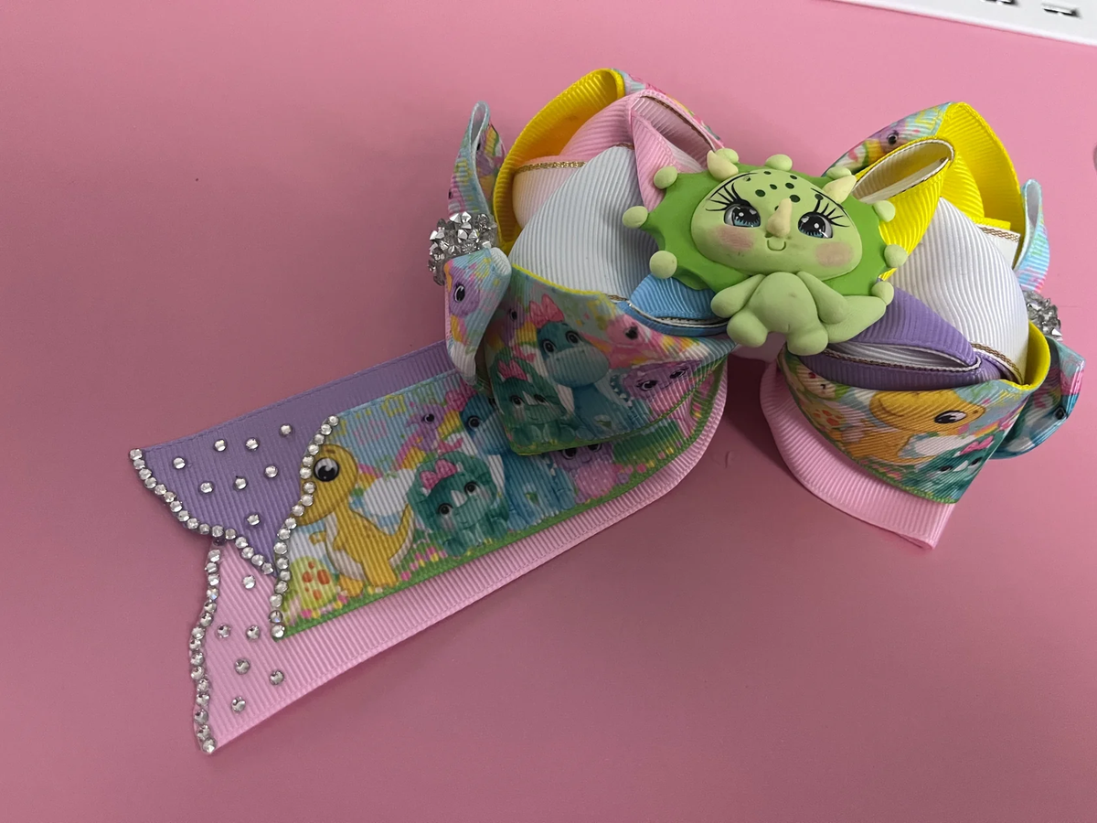 Dino - 4.5" Handmade Bows with Alligator Clip