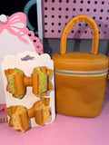 Girls Handmade Mustard Color Purse & Hair Bows Set